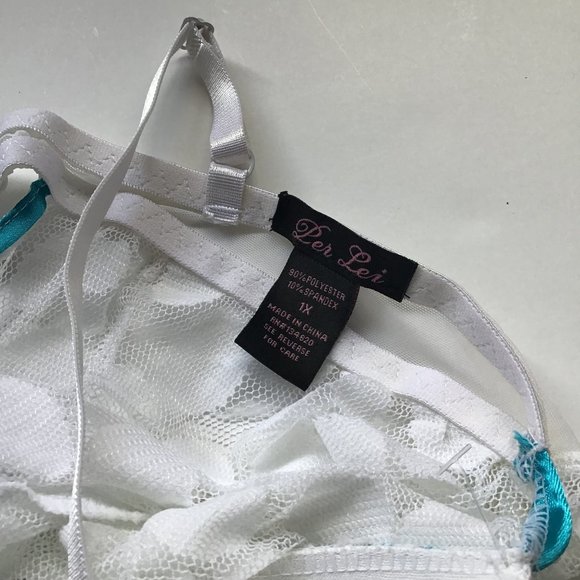 Per Lei plus size 1X white baby doll with G-string - Picture 3 of 6